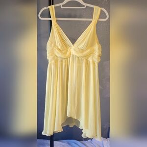 Vintage Victoria's Secret Large Yellow Chiffon Babydoll Chemise Pleated Detail